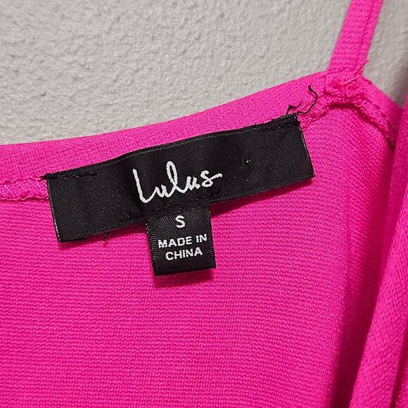 Lulus Hot Pink Bodycon Midi Dress Size Small Spaghetti Strap Party - Picture 9 of 11